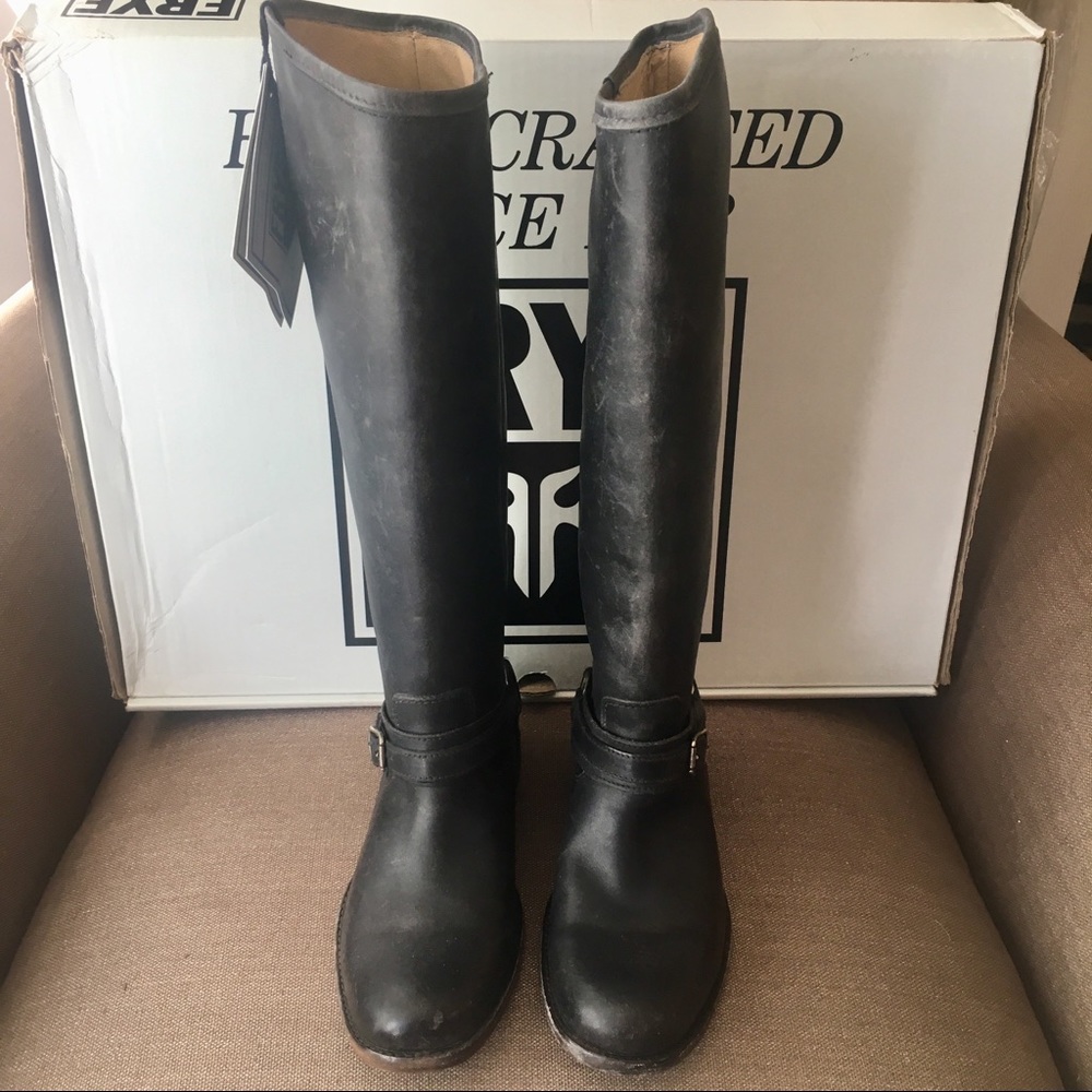 Frye Phillip Ring Riding Boots Black 6 NWT